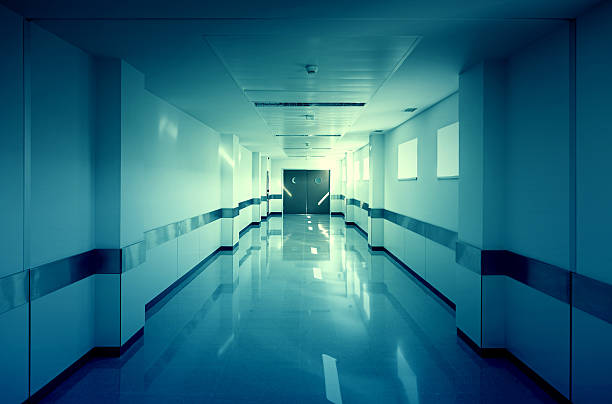 Hall of deep hospital stock photo