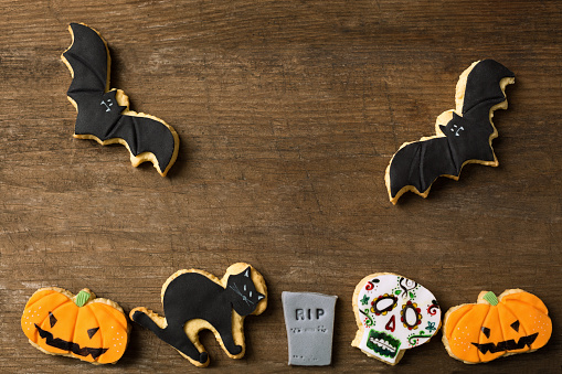 Halloween background on old wood
