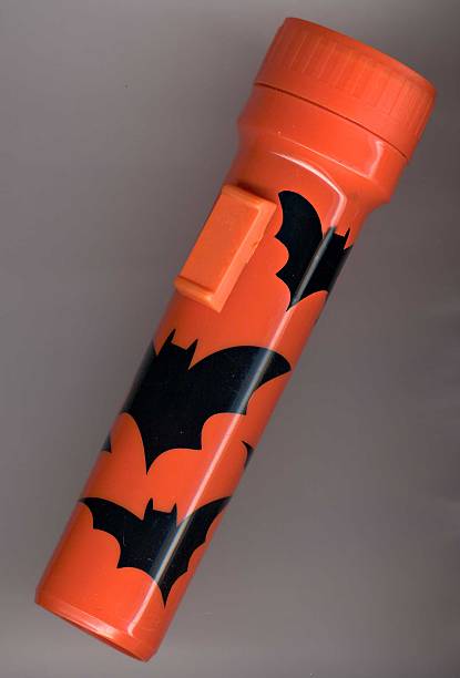 Halloween bats flashlight stock photo
