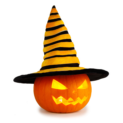 Halloween Pumpkin With Witches Hat Stock Photo - Download Image Now ...