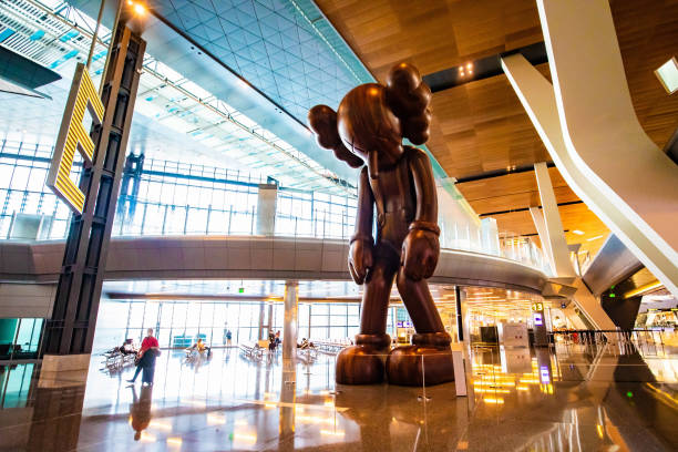 Hamad International Airport terminal hall interior stock photo