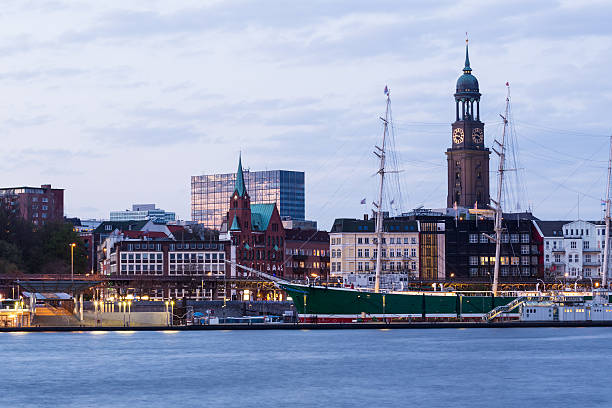 Hamburg harbour, Elbe river stock photo