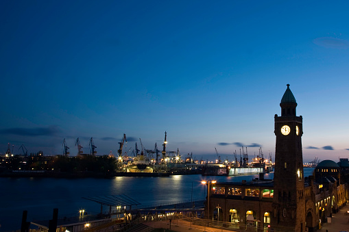 Hamburg Industrial Harbor at sunset