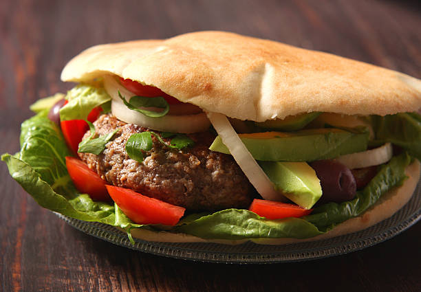 Hamburger in pita bread stock photo