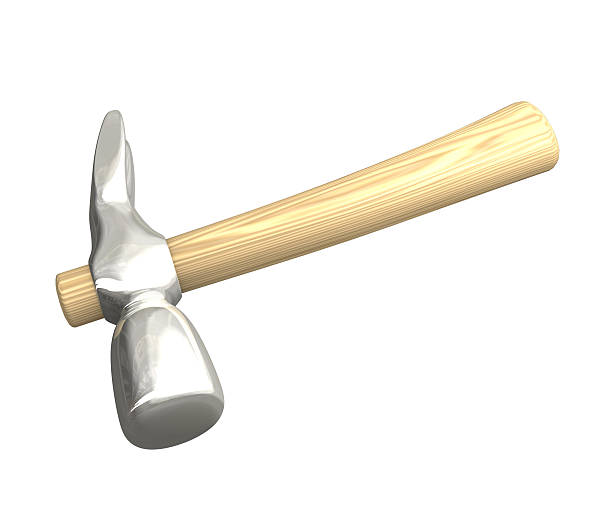 Hammer in metal and wood gold isolated (3D) stock photo