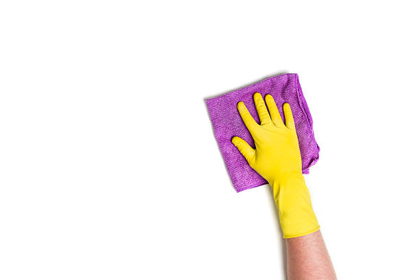 hand cleaning against a white background - händer tyg bildbanksfoton och bilder
