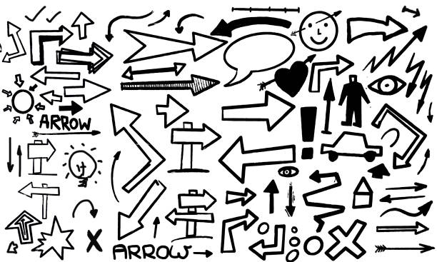 Hand drawing arrow doodle stock photo