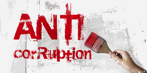 Cтоковое фото ANTI CORRUPTION Рука рисунок слова с кистью. Четкая бизнес-концепция