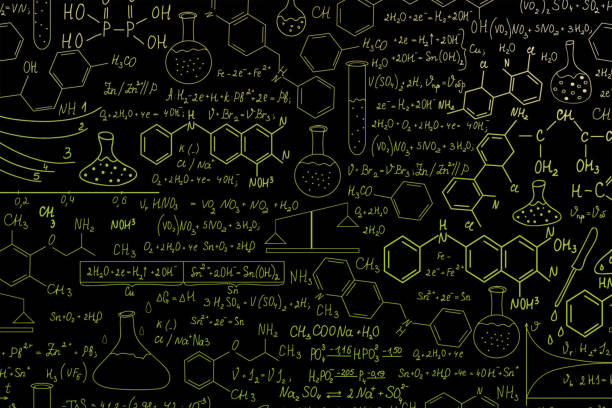 Hand drawn science formulas on chalkboard for background. Math, physics formulas physics photos stock pictures, royalty-free photos & images