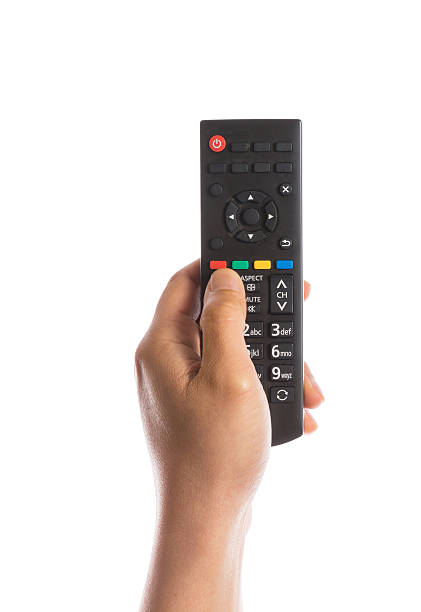 hand gesture hand holding remote control isolated on white background remote control stock pictures, royalty-free photos & images