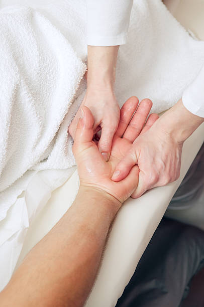 Hand massage stock photo