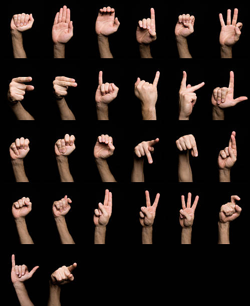 Hand sign language alphabet Hand sign language alphabet sign language stock pictures, royalty-free photos & images