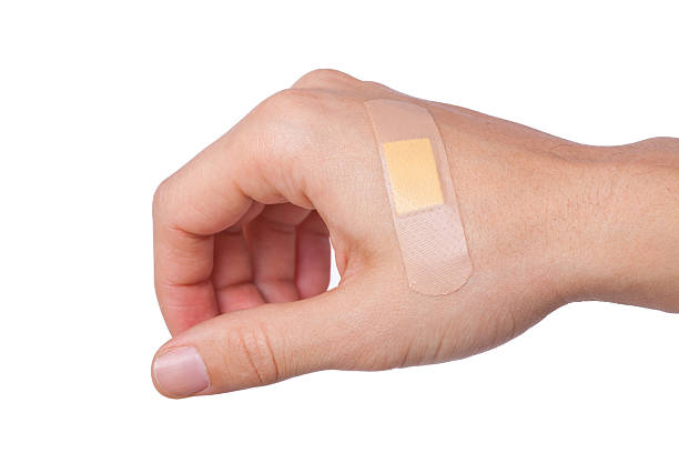 hand with Adhesive Bandage stock photo