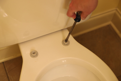 Unscrewing bolts from toilet seat