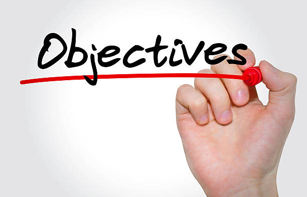 Hand writing Objectives with marker, Business concept stock photo
