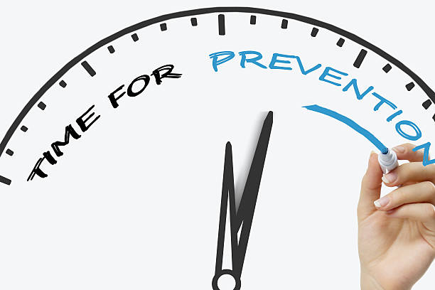 Hand writing Time For Prevention concept with blue marker on stock photo