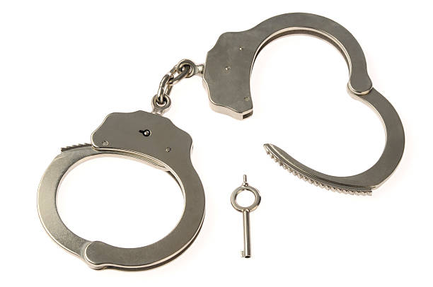 CLASSIC SOLID CHROME METAL SILVER HAND CUFFS HANDCUFFS POLICE SECURITY PATROL