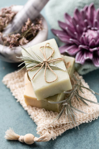 Handmade natural soap with herbal. stock photo