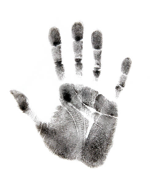 Handprint in black on a white background Black Ink  Handprint on White handprint stock pictures, royalty-free photos & images