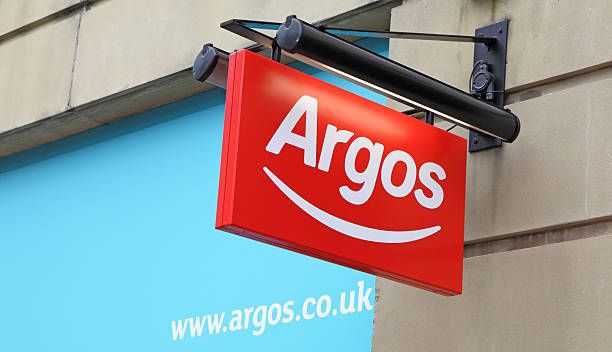 hanging Argos sign stock photo