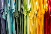 istock Hanging T Shirts 607505108