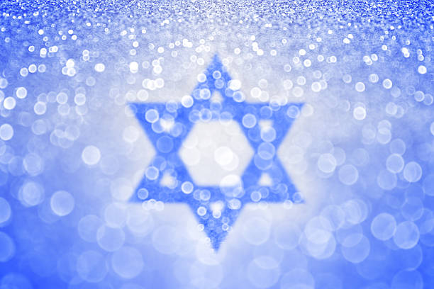 Hanukkah Blue Jewish Star of David Background stock photo