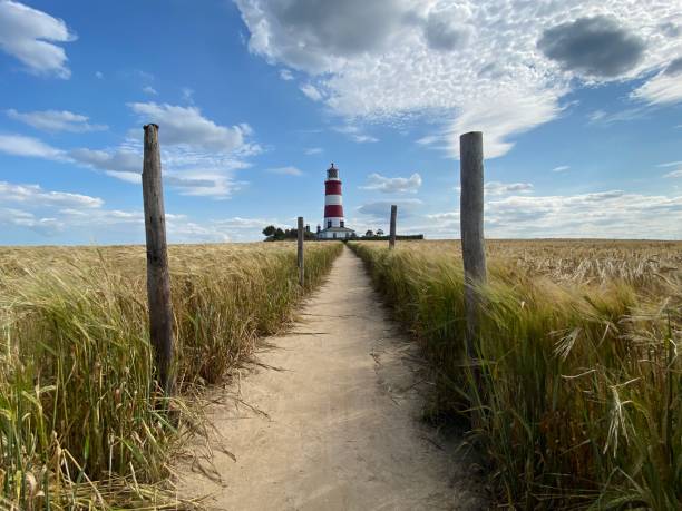 Happisburgh lighthouse in Norfolk England uk. stock photo