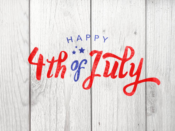 Happy 4th of July Holiday Typography Over Wood Background Happy 4th of July Independence Day Holiday Typography Over Wood Background happy 4th of july stock pictures, royalty-free photos & images