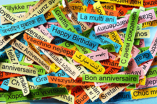 Happy Birthday  on  different languages stock photo