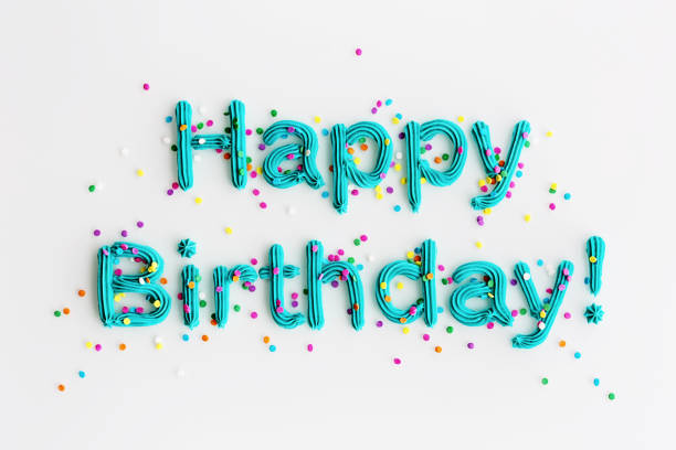 Happy birthday written in frosting Blue buttercream frosting spelling happy birthday! happy birthday words stock pictures, royalty-free photos & images