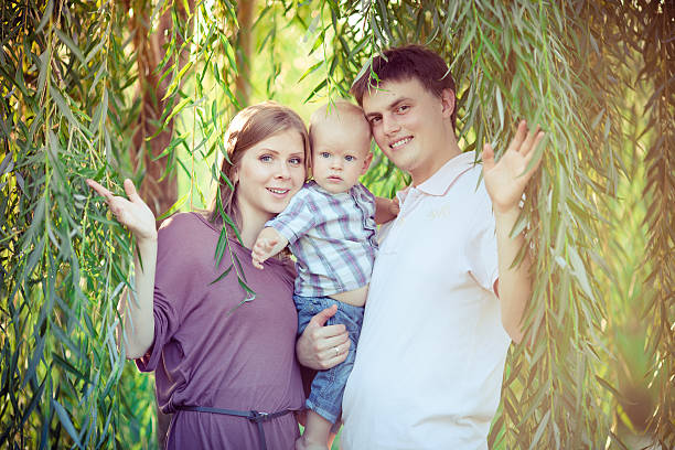 Happy Family of Three People stock photo
