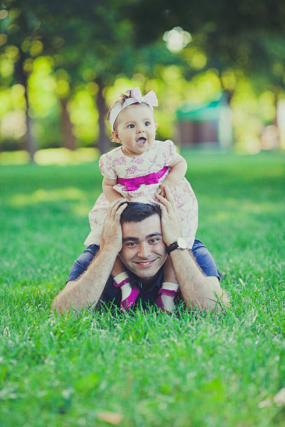 Happy Father with Little Daughter stock photo