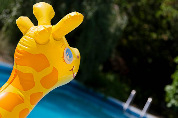 Happy Floating Toy and Swimming Pool stock photo