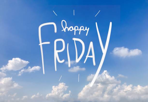Happy Friday word on blue sky background Happy Friday word on blue sky background happy friday stock pictures, royalty-free photos & images