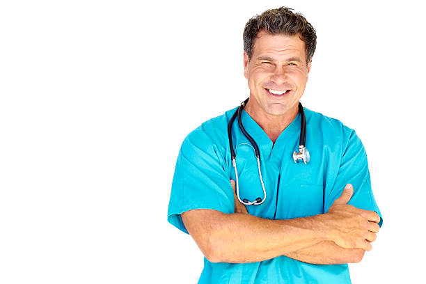 Happy Mature Male Doctor stock photo
