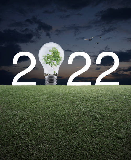 Happy new year 2022 ecological cover concept stock photo