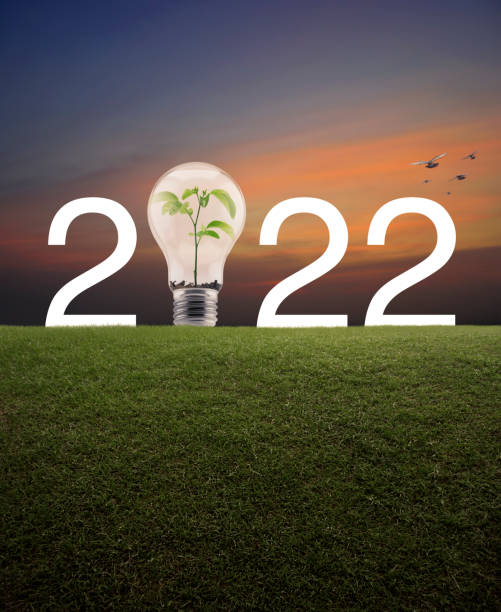 Happy new year 2022 ecological cover concept stock photo