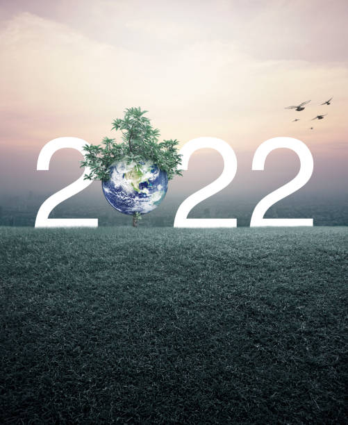 Happy new year 2022 ecological cover, Save the earth concept, Elements of this image furnished by NASA stock photo