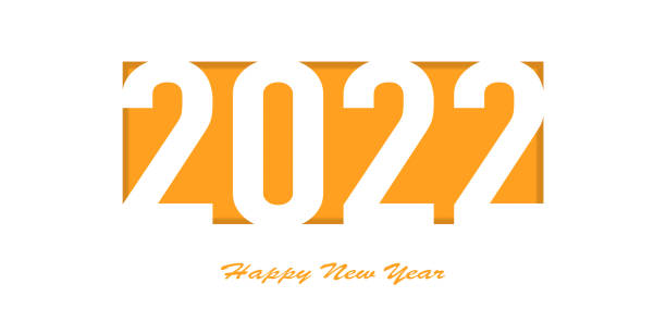 Happy New Year 2022! Orange background stock photo