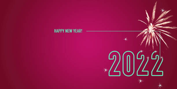 Happy New Year 2022! red background stock photo