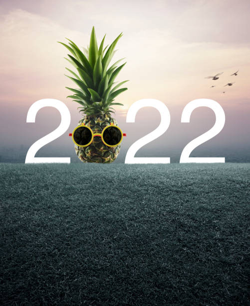 Happy new year 2022 summer holiday concept stock photo