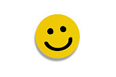 istock Happy smiley face emoticon on white background 1343130293