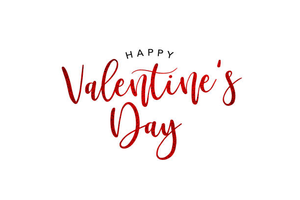 Happy Valentine's Day Holiday Red Glitter Text Happy Valentine's Day Holiday Red Glitter Text Over White Background happy valentines day stock pictures, royalty-free photos & images