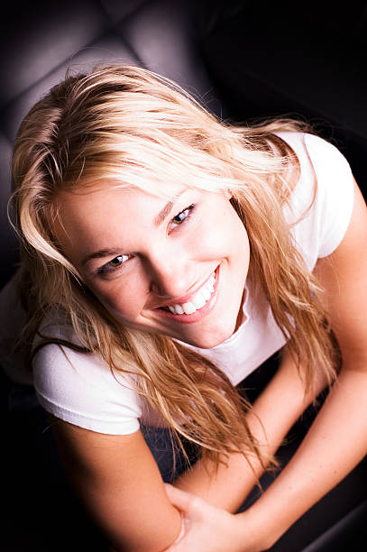 Happy Young Woman Young Adult Blonde Woman hf7 stock pictures, royalty-free photos & images
