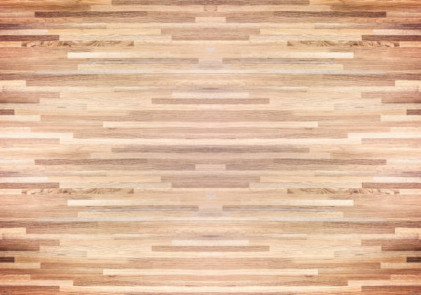 piso de la cancha de básquetbol de madera de arce visto desde arriba. - basketball court fotografías e imágenes de stock