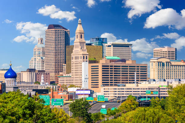 Hartford, Connecticut, USA Hartford, Connecticut, USA downtown city skyline. connecticut stock pictures, royalty-free photos & images
