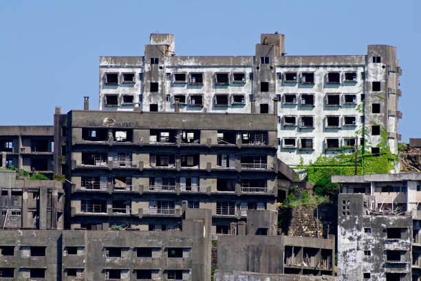Hashima Island Battleship Island registered as a World Heritage Site sites of japan's meiji industrial revolution stock pictures, royalty-free photos & images
