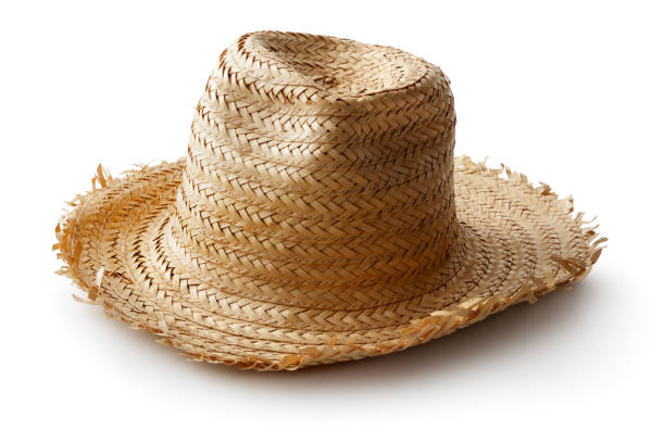 모자: 밀 짚 모자 흰색 배경에 고립 - 밀짚 모자 뉴스 사진 이미지