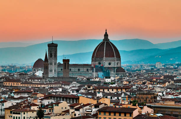 Shot of the beautiful city of Florence in Italy at sunset
