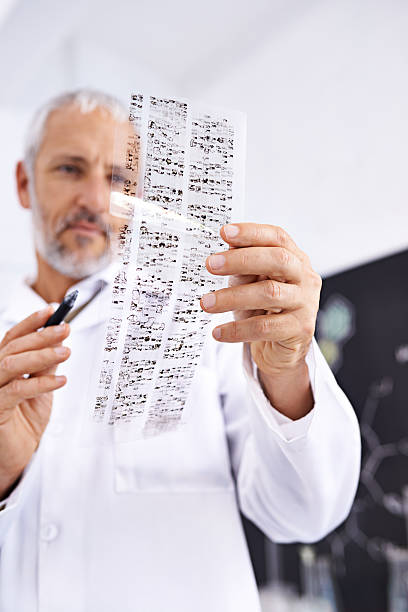 Having a look at your DNA profile stock photo